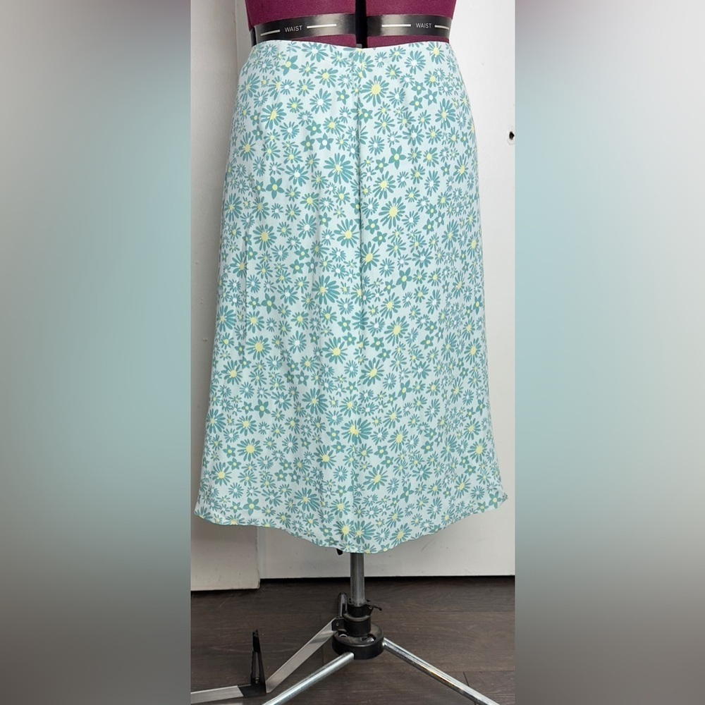 Floral A-Line Skirt in Blue and White